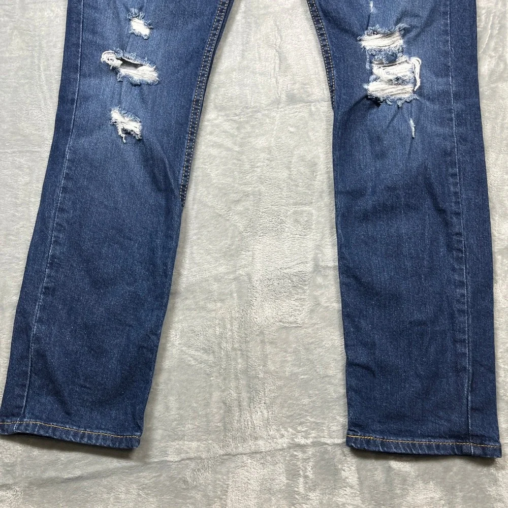 Levis 511 Slim Fit Jeans Mens 31x32 Dark Wash Blue Distressed Ripped